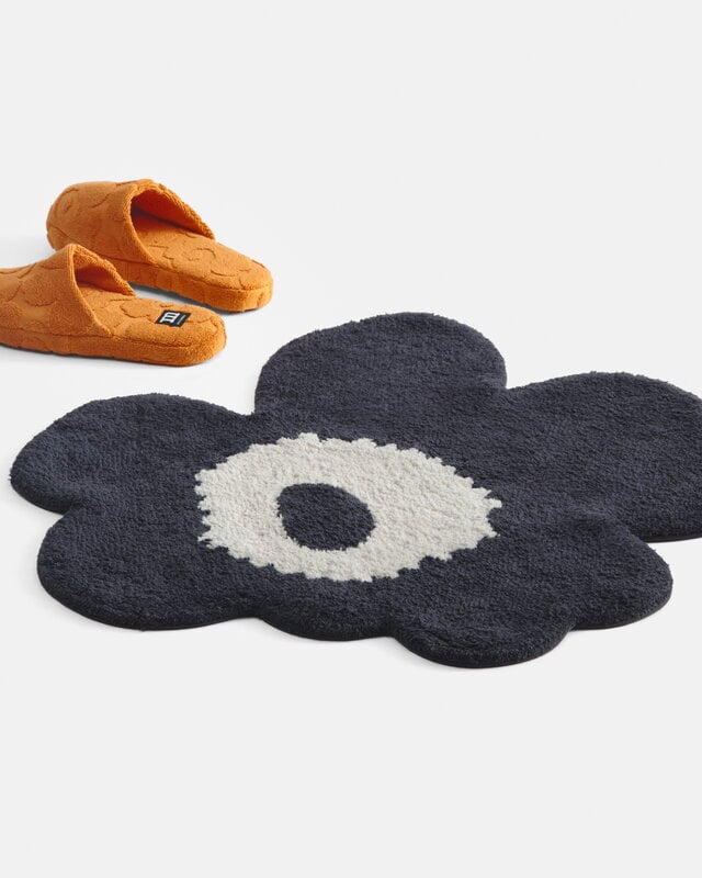 Marimekko Unikko bathroom rug, charcoal - off-white | Finnish