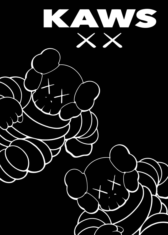 kaws schwarz weiß Poster von unbanich | Printler