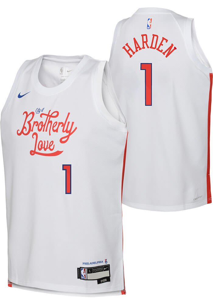 Philadelphia 76ers James Harden Youth White City Edition Swingman