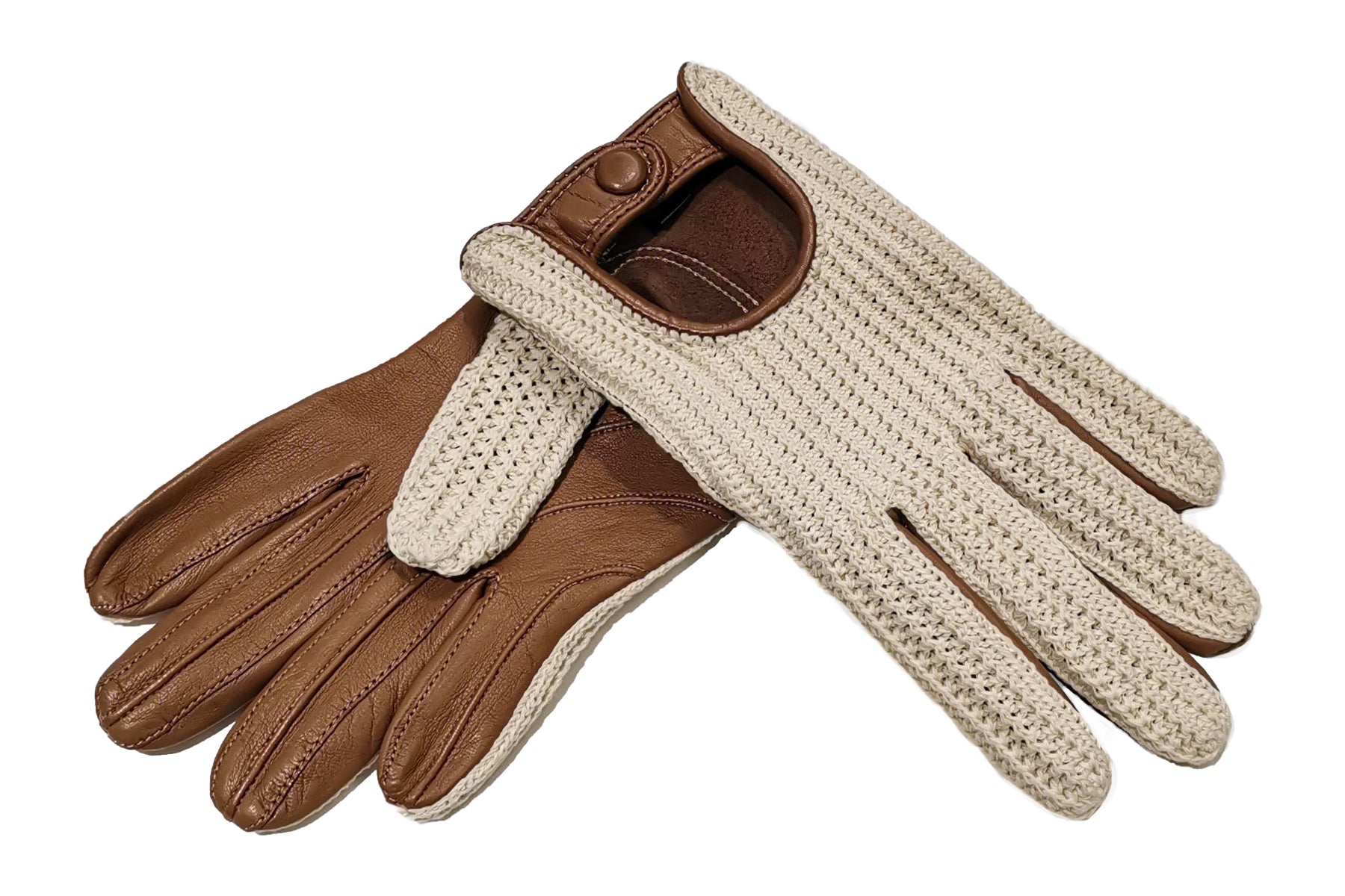 レディース手袋◇ナパレザー/ニットドライビンググローブ◇キャメル