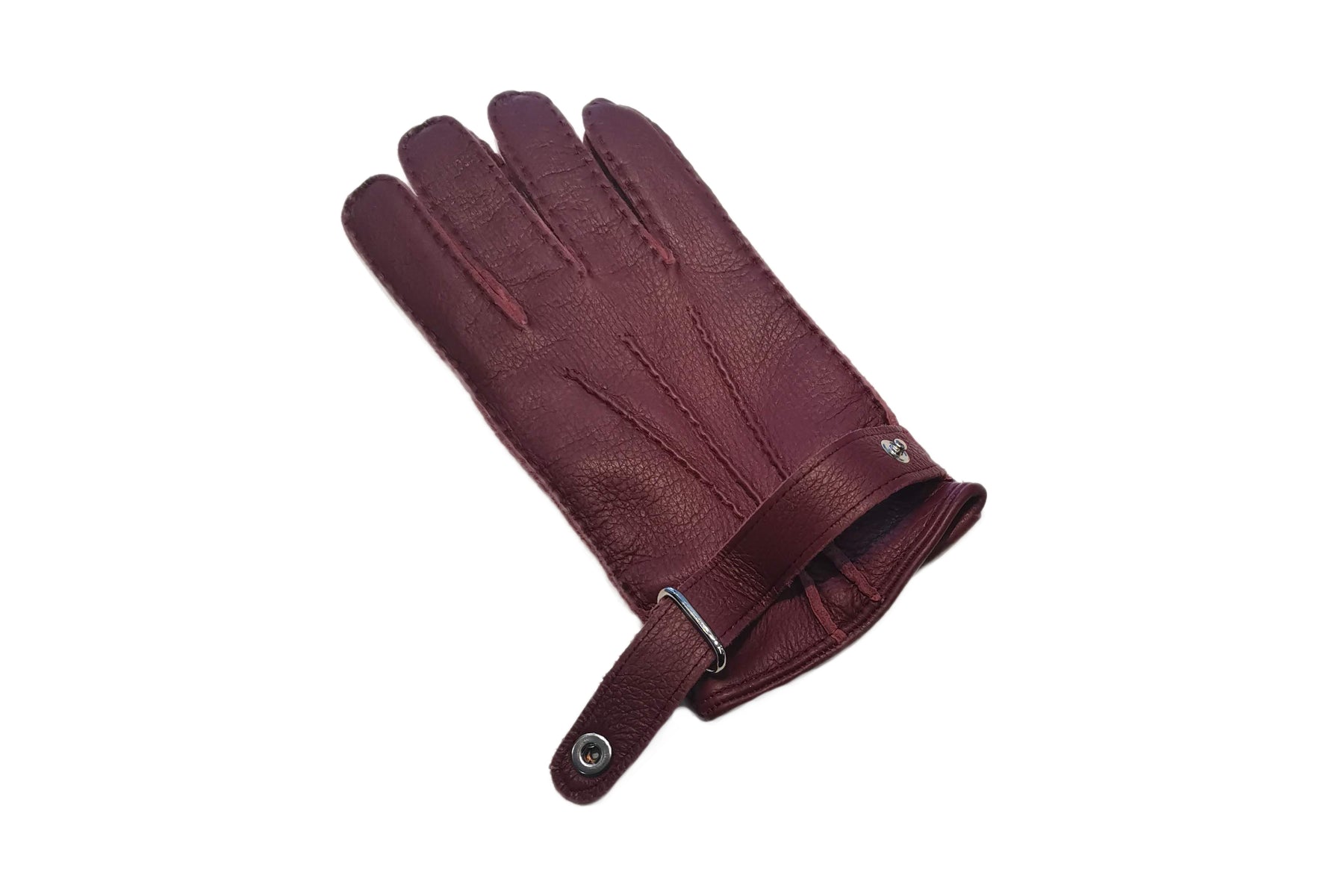 メンズ手袋◇ディアスキン◇ボルドー/BORDEAUX《ベルトタイプ