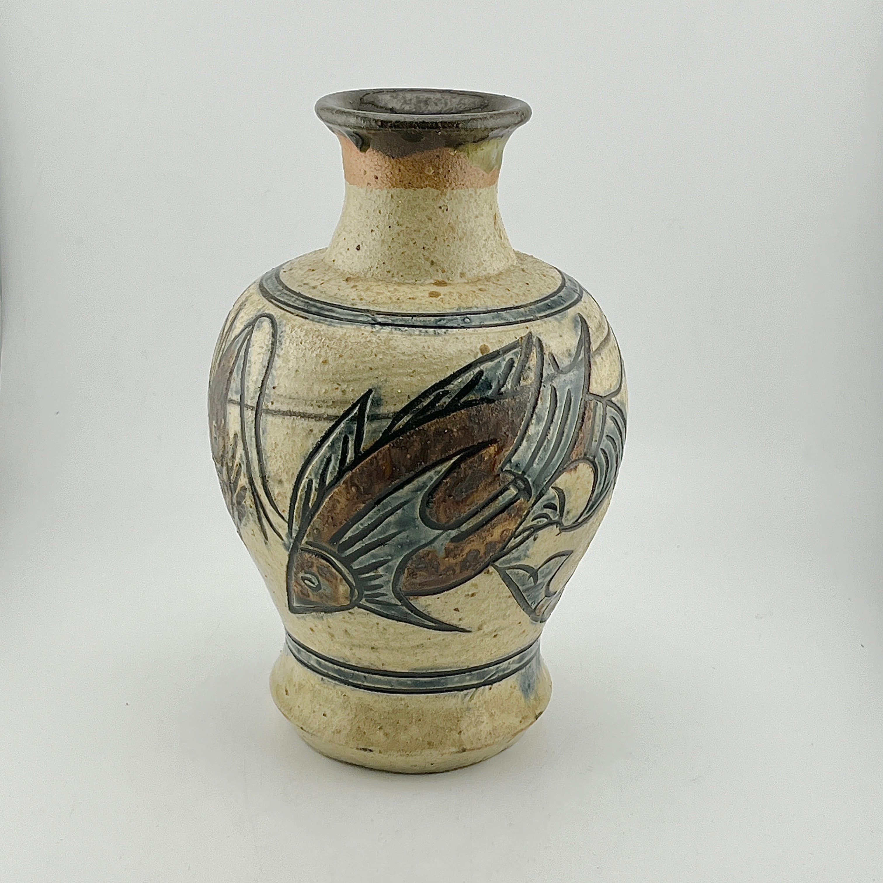 金城次郎 魚紋5寸ワンブー 壺屋時代作品 ま民藝 金城次郎 魚紋5寸