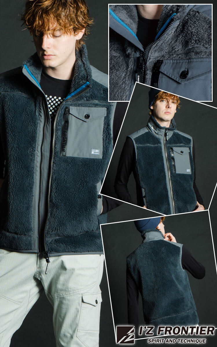 秋冬Dance With Dragon フリースベスト フード付ナイロンインナー