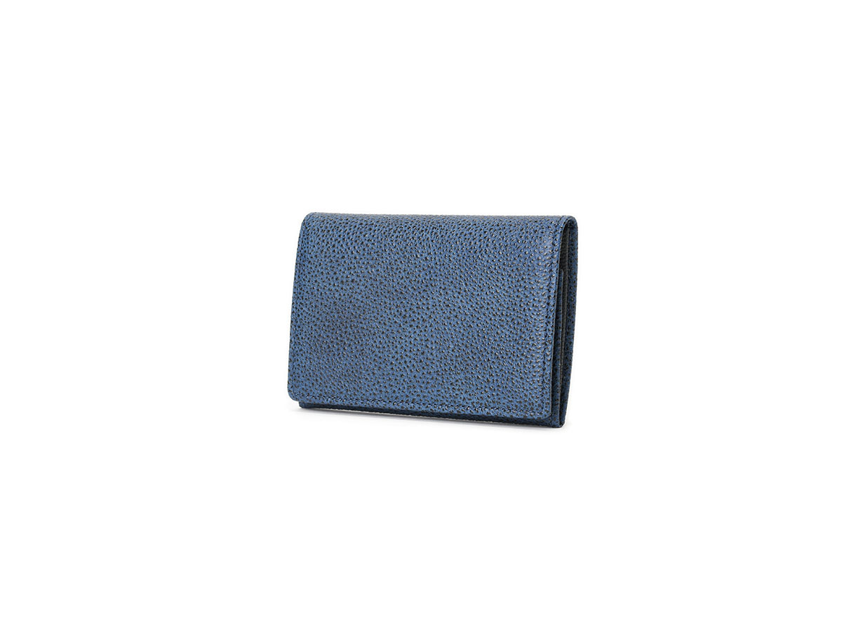 黒桟革 藍染め 風琴マチ名刺入れ | 革財布のお店mic (ミック)