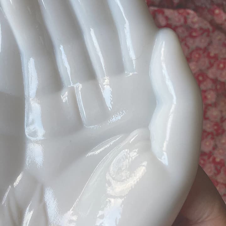 018WESTMORELANDホワイトミルクガラスオープンハンドトレイ