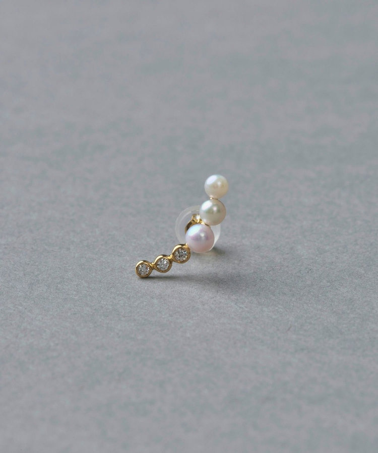 K18YG スケール パール/ダイヤモンド ピアス（207016） ｜ women