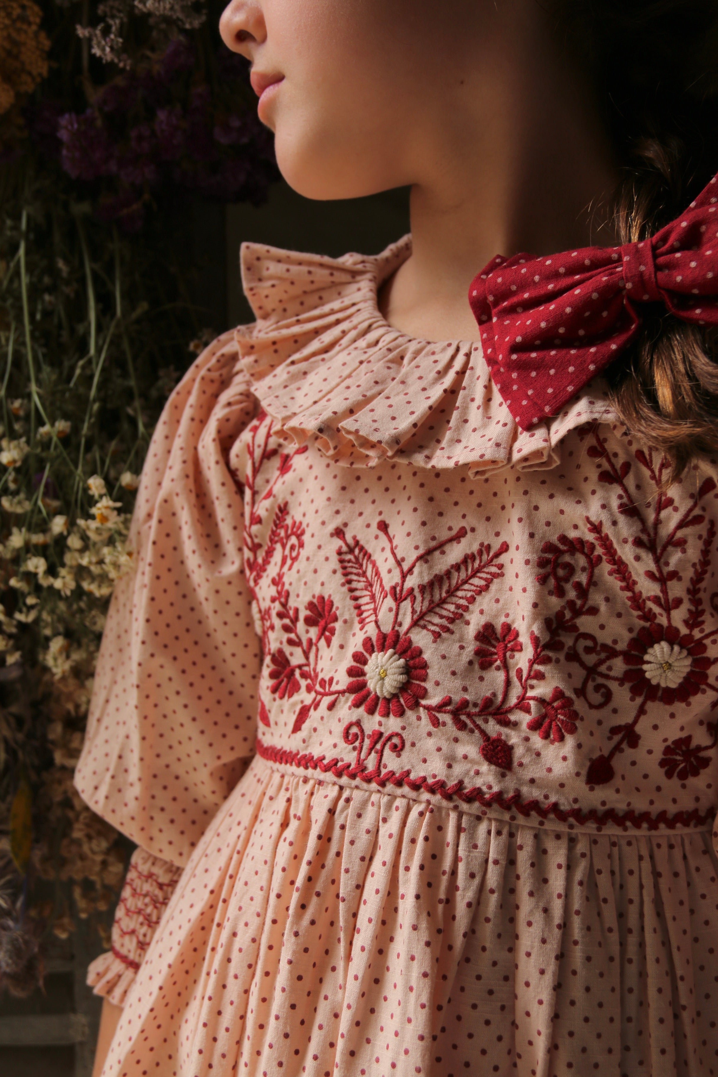 BONJOUR DIARY Tunic DRESS / Iris pink polka dots - Milk + Bots