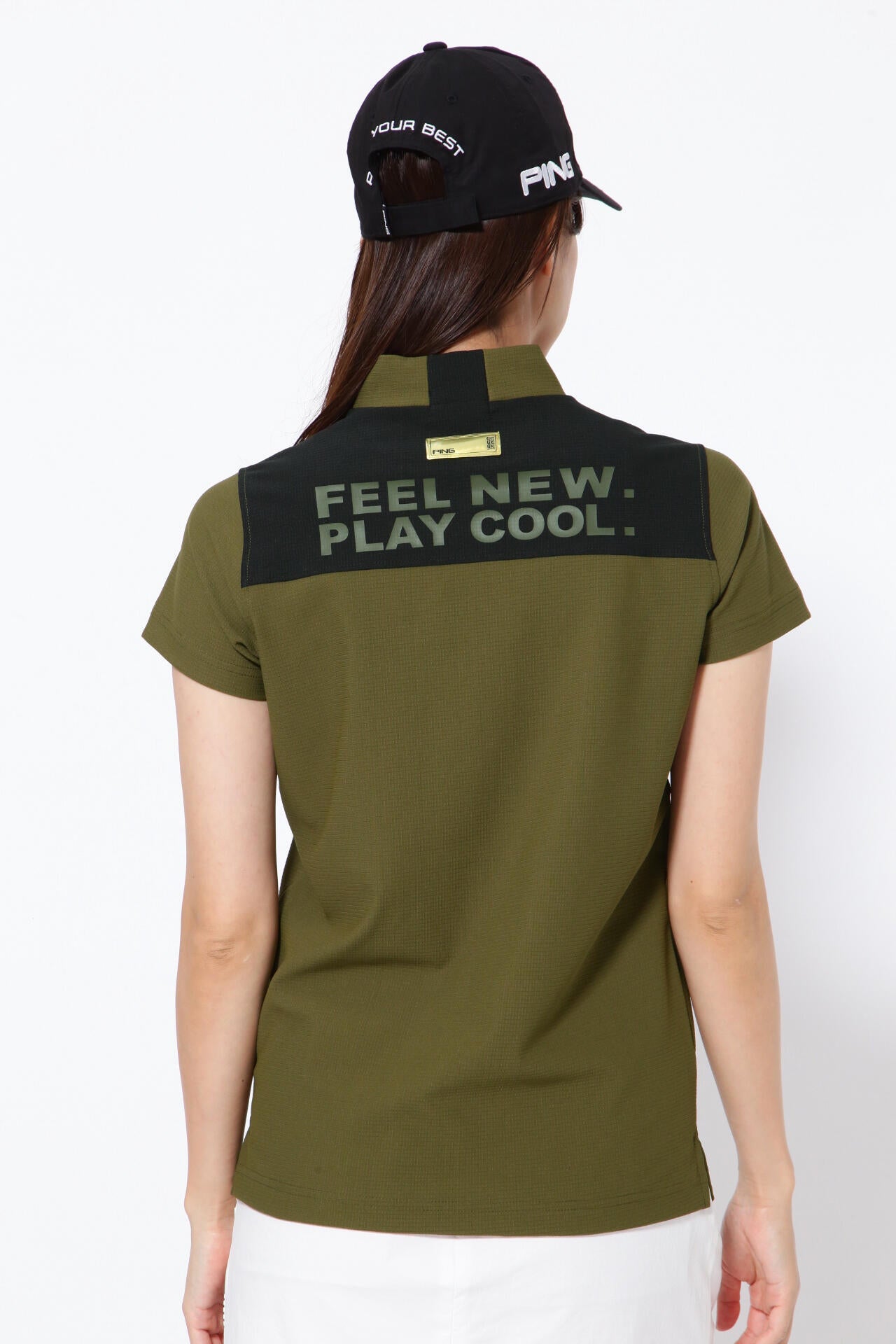 PING APPAREL】エコブルー 半袖ハイネックカットソー ＜GOLD＞ (LADIES