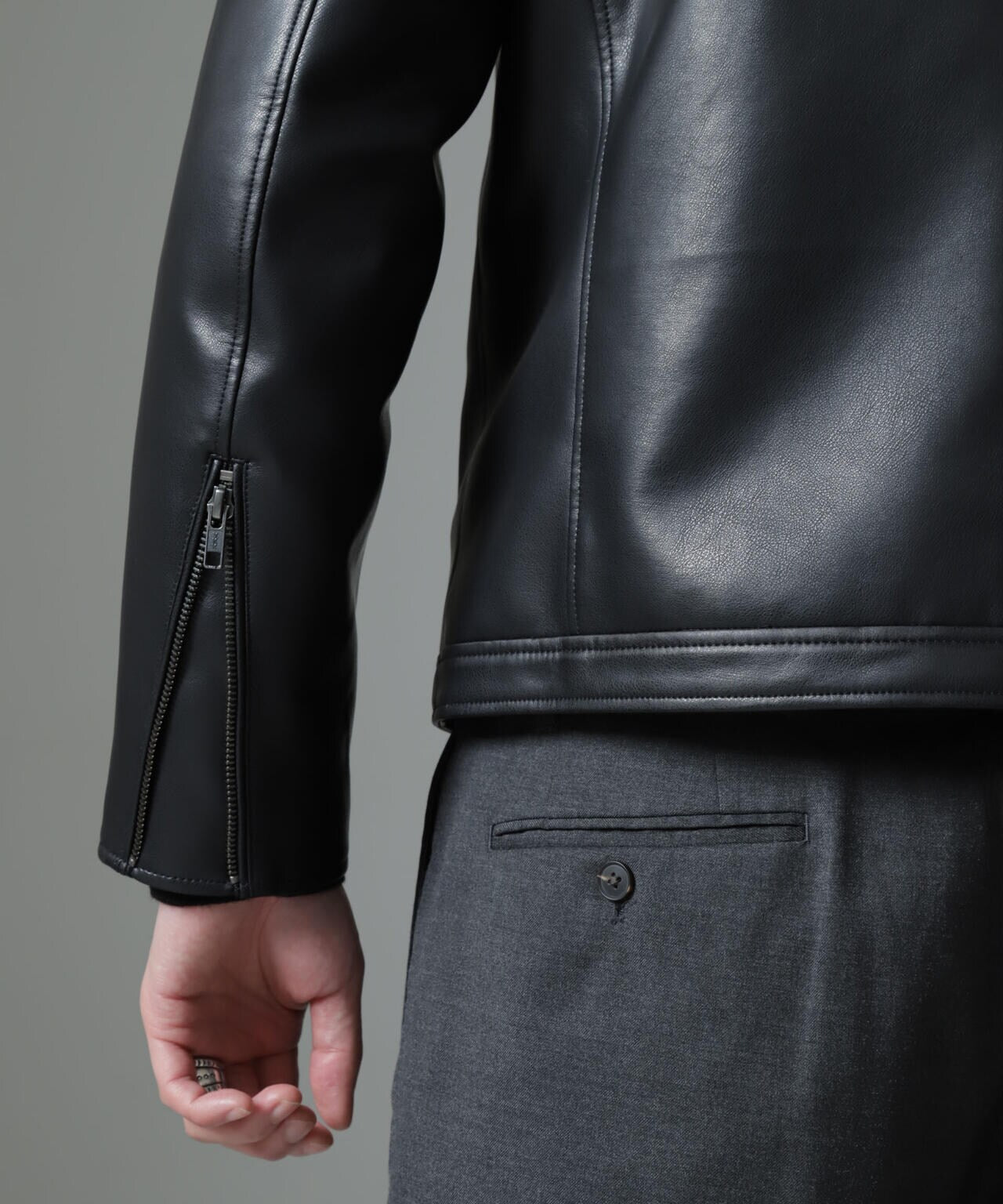 フェイクレザーシングルライダースジャケット | NANO universe（ナノ