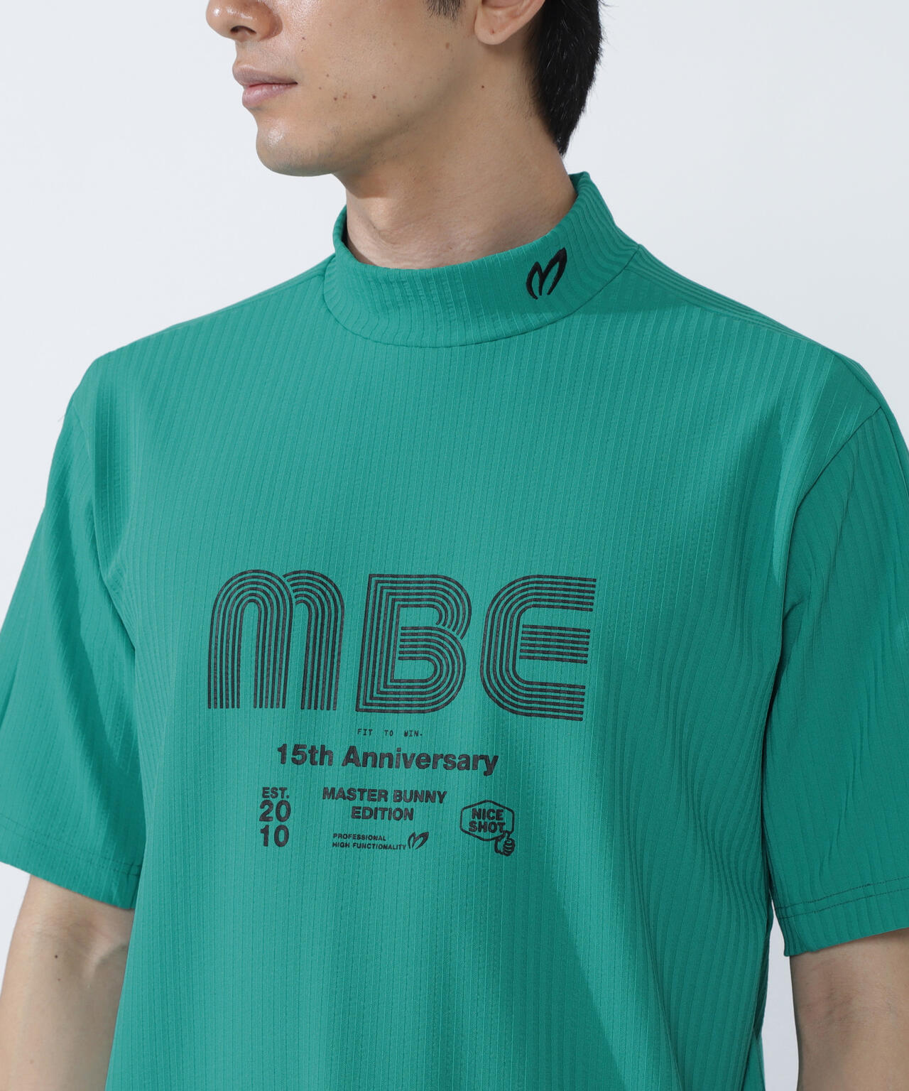 75dフルダルサッカーストライプ半袖ハイネックカットソー | MASTER