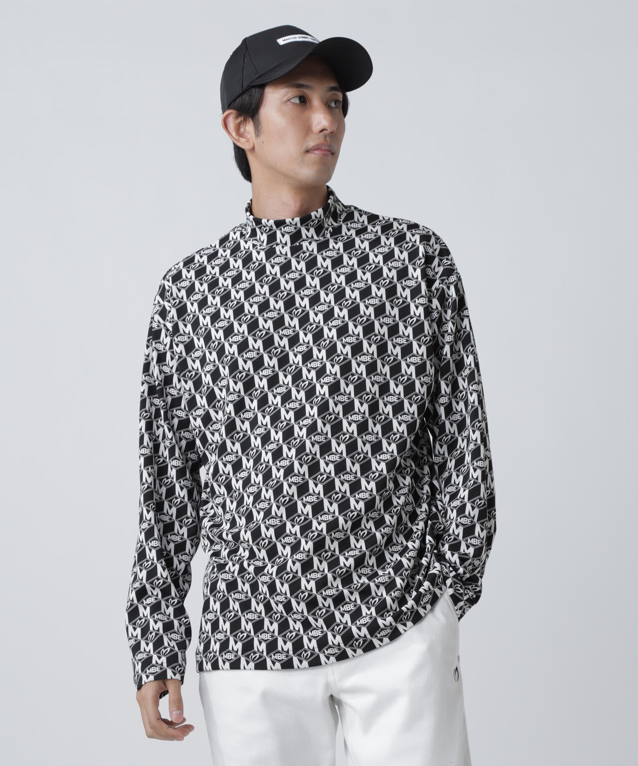 エコブルーMキューブジャガード長袖ハイネックカットソー | MASTER