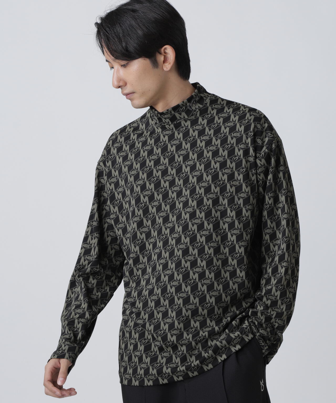 エコブルーMキューブジャガード長袖ハイネックカットソー | MASTER