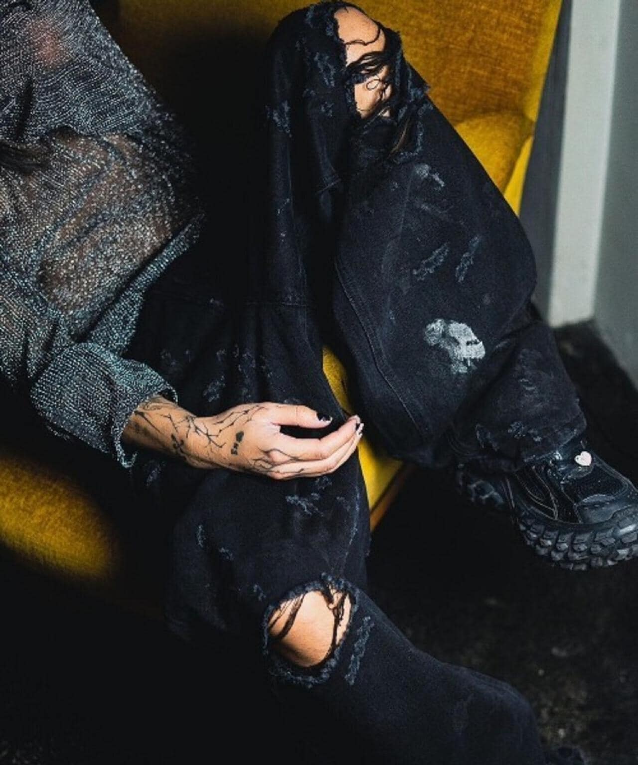 FR(13)NDS/フレンズ/HDKダメージワイドパンツ BLK | ROYAL FLASH