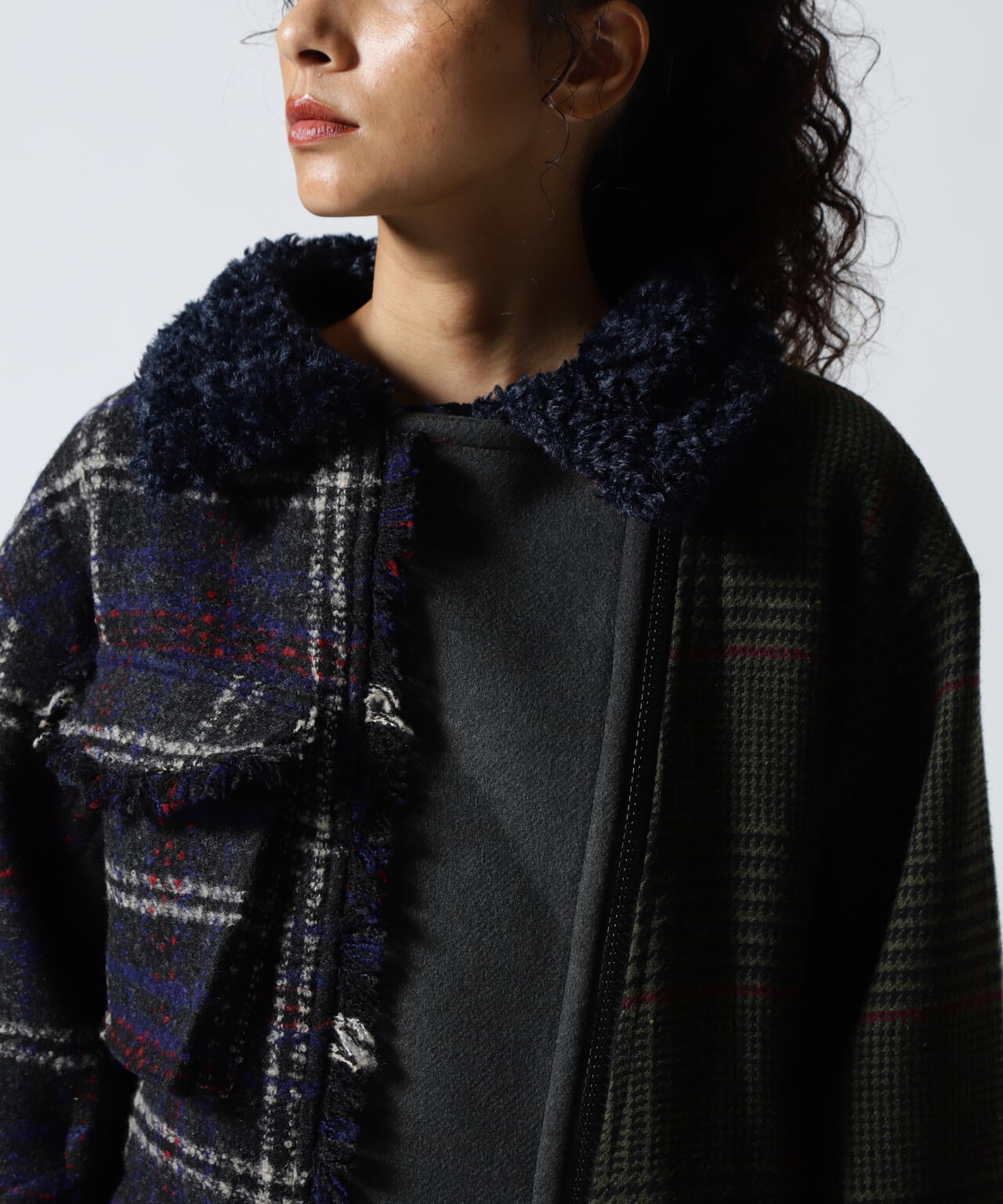 AULA AILA/アウラアイラ/別注チェックコンビネーションブルゾン