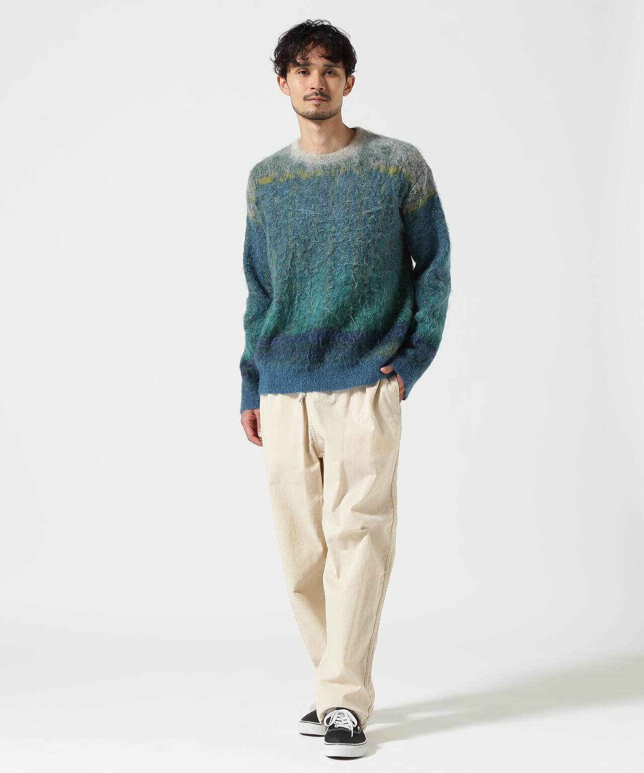 YOKE/ヨーク/KID MOHAIR WOOL BRUSHED TREE JAQUARD SWEATER | GARDEN