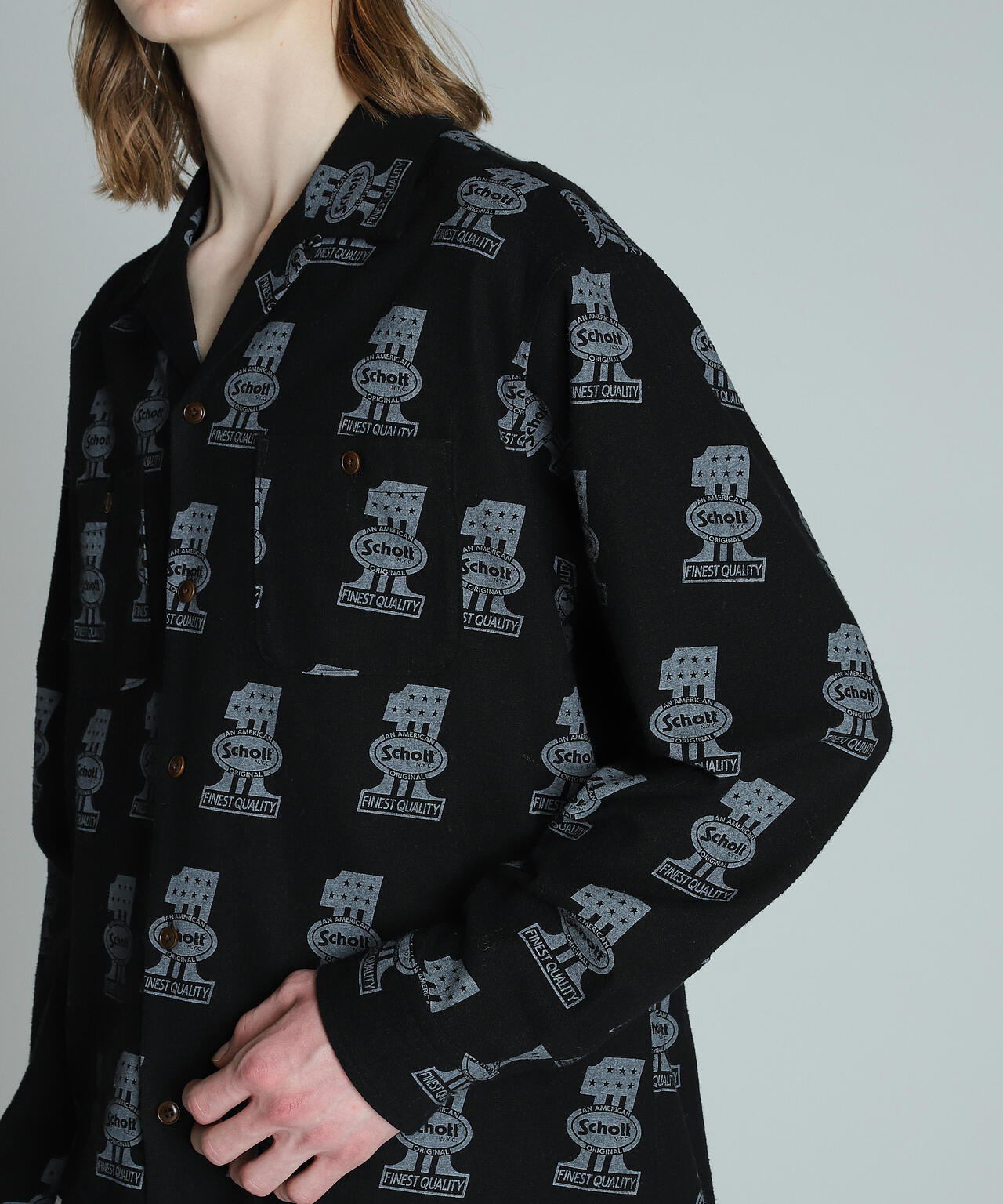 H/V NO.1 LS SHIRT/ヘンプヴィスコース ナンバーワン シャツ | Schott