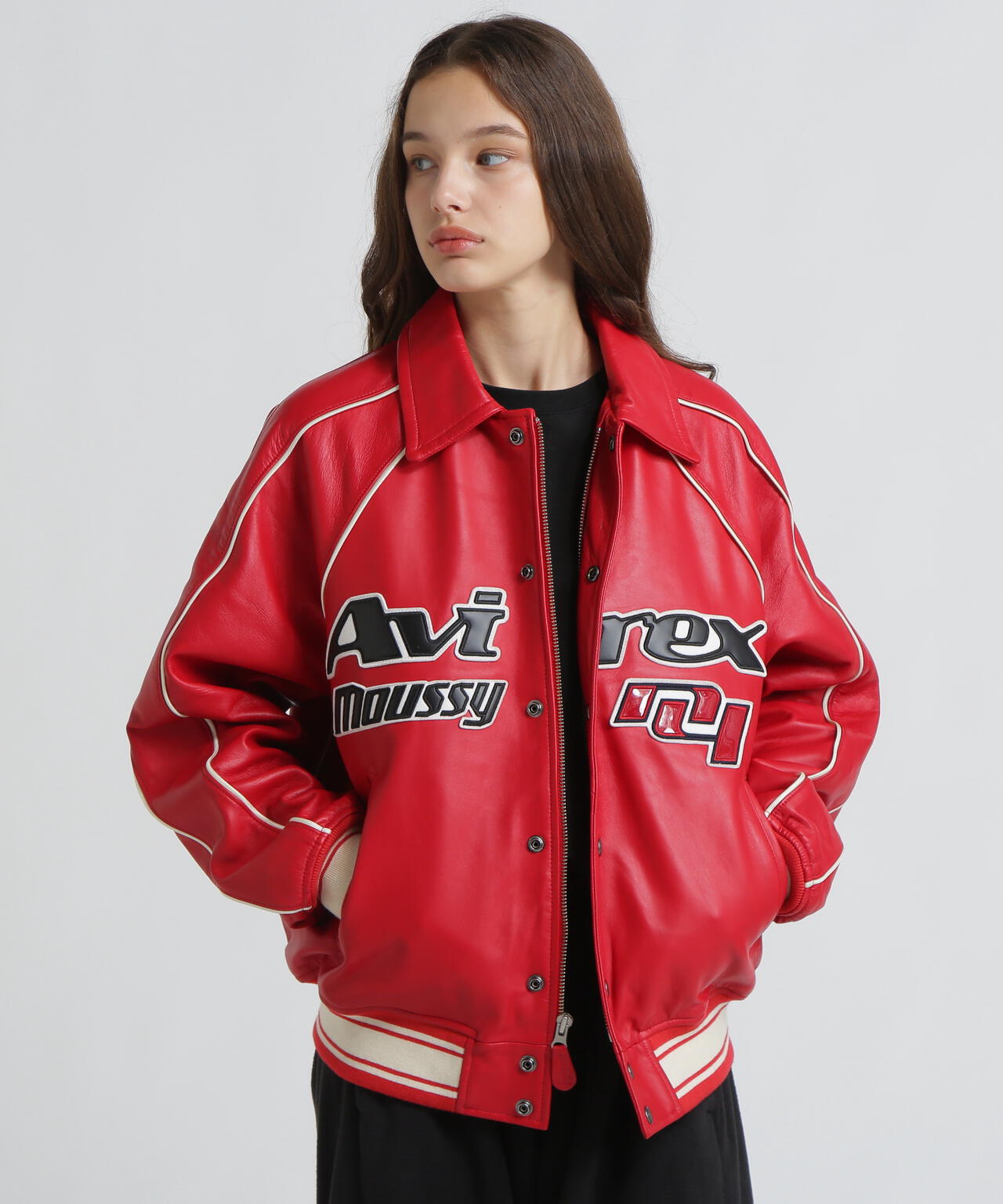 AVIREX×MOUSSY》LEATHER VARSITY JACKET | AVIREX（アヴィレックス