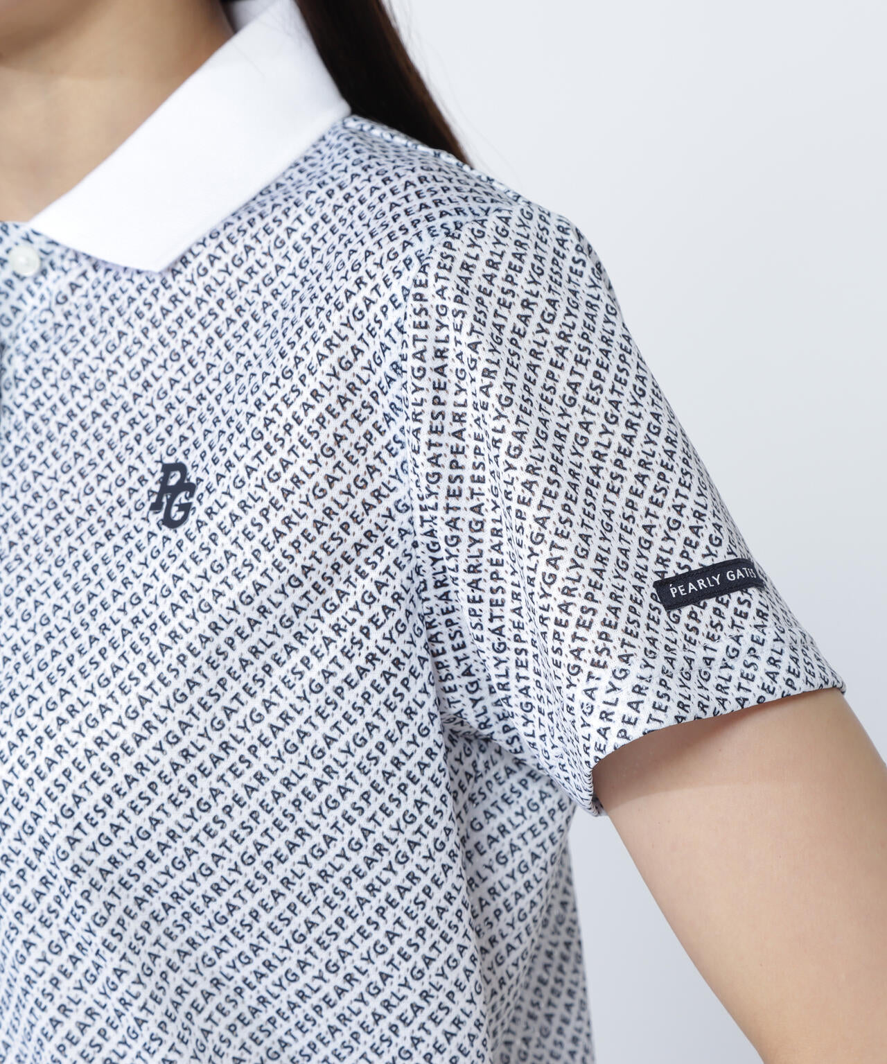 KAZEメッシュ半袖ポロシャツ ＜ロゴバイヤスボーダー柄＞ | PEARLY