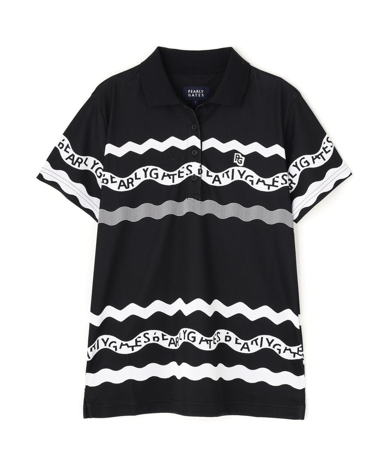 36Gパネルジャガード半袖ポロシャツ ＜ウェーブロゴボーダー柄