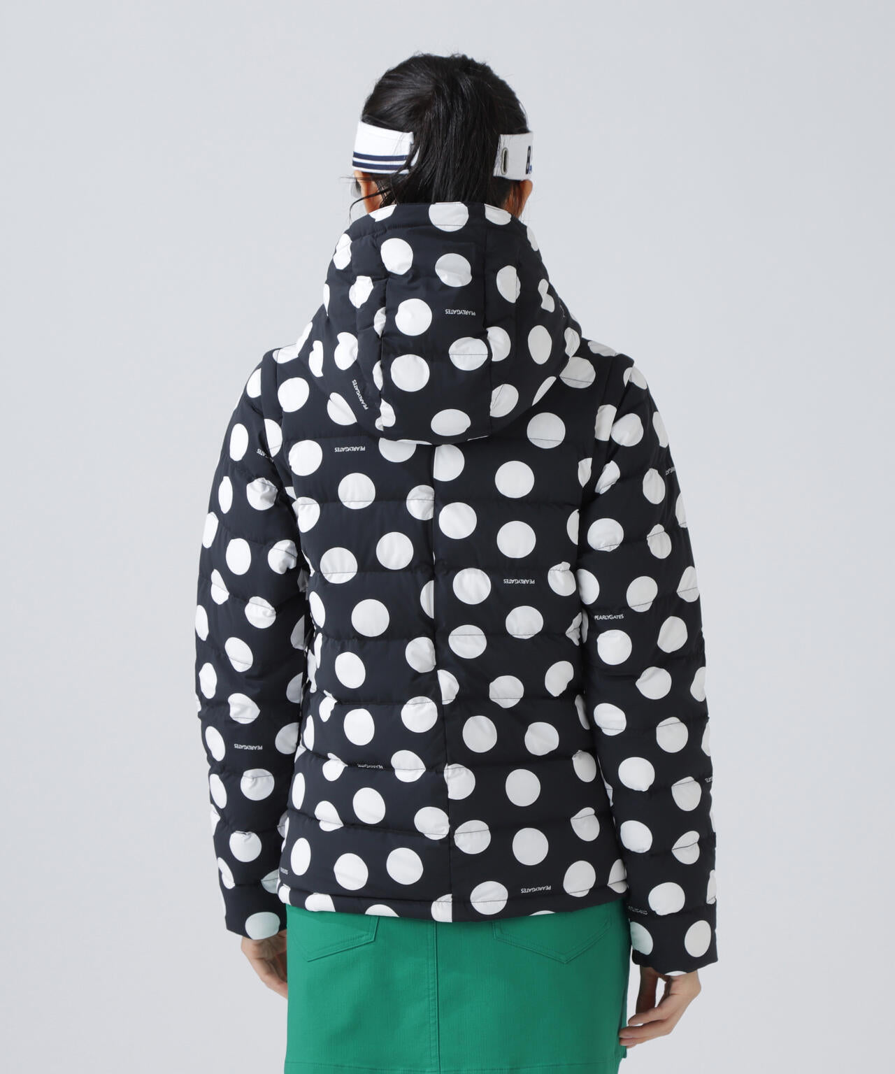 NYストレッチタフタフーディダウンジャケット ＜ランダムドット柄