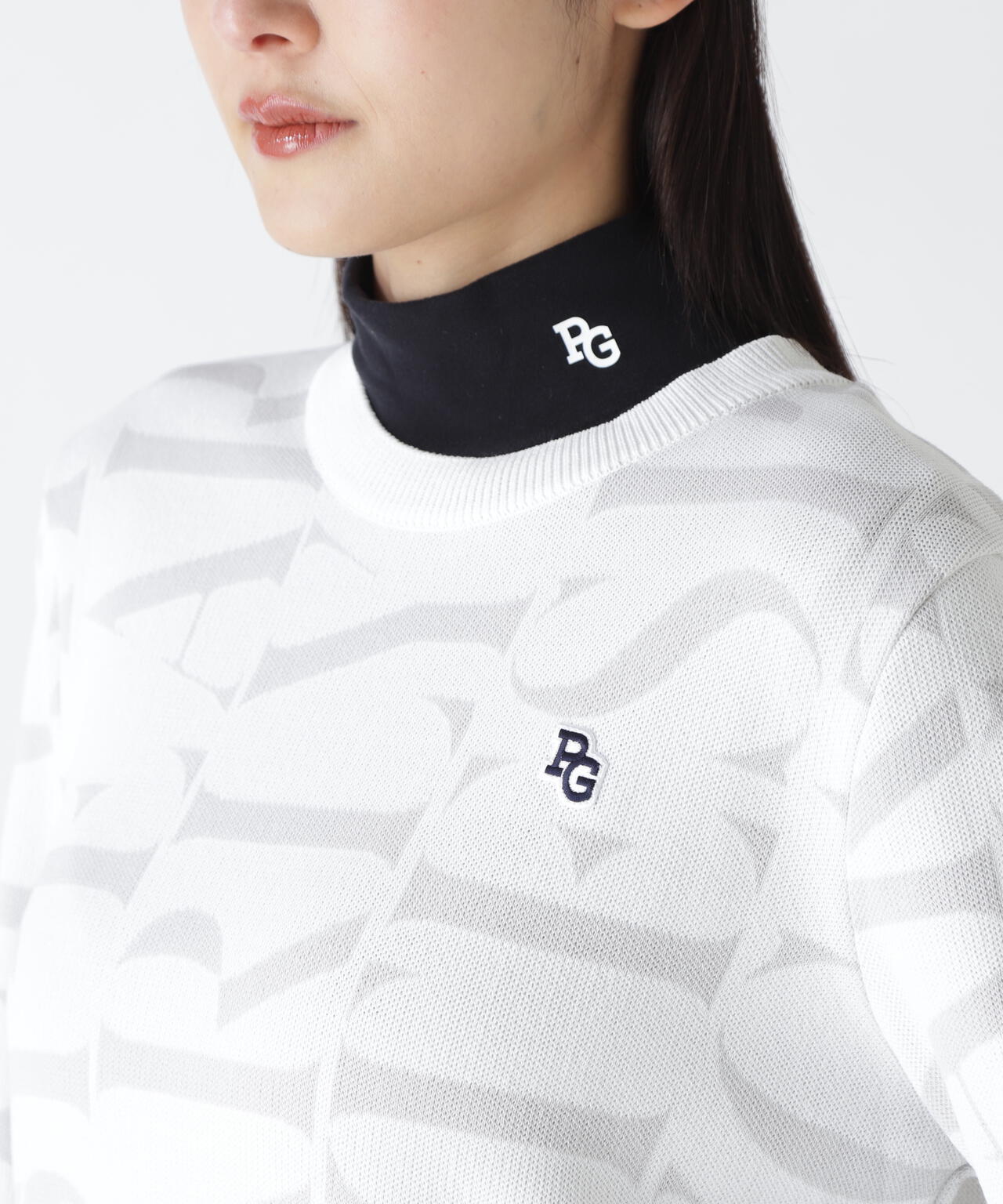 ダブルJQロゴ総柄クルーネックニットプルオーバー | PEARLY GATES