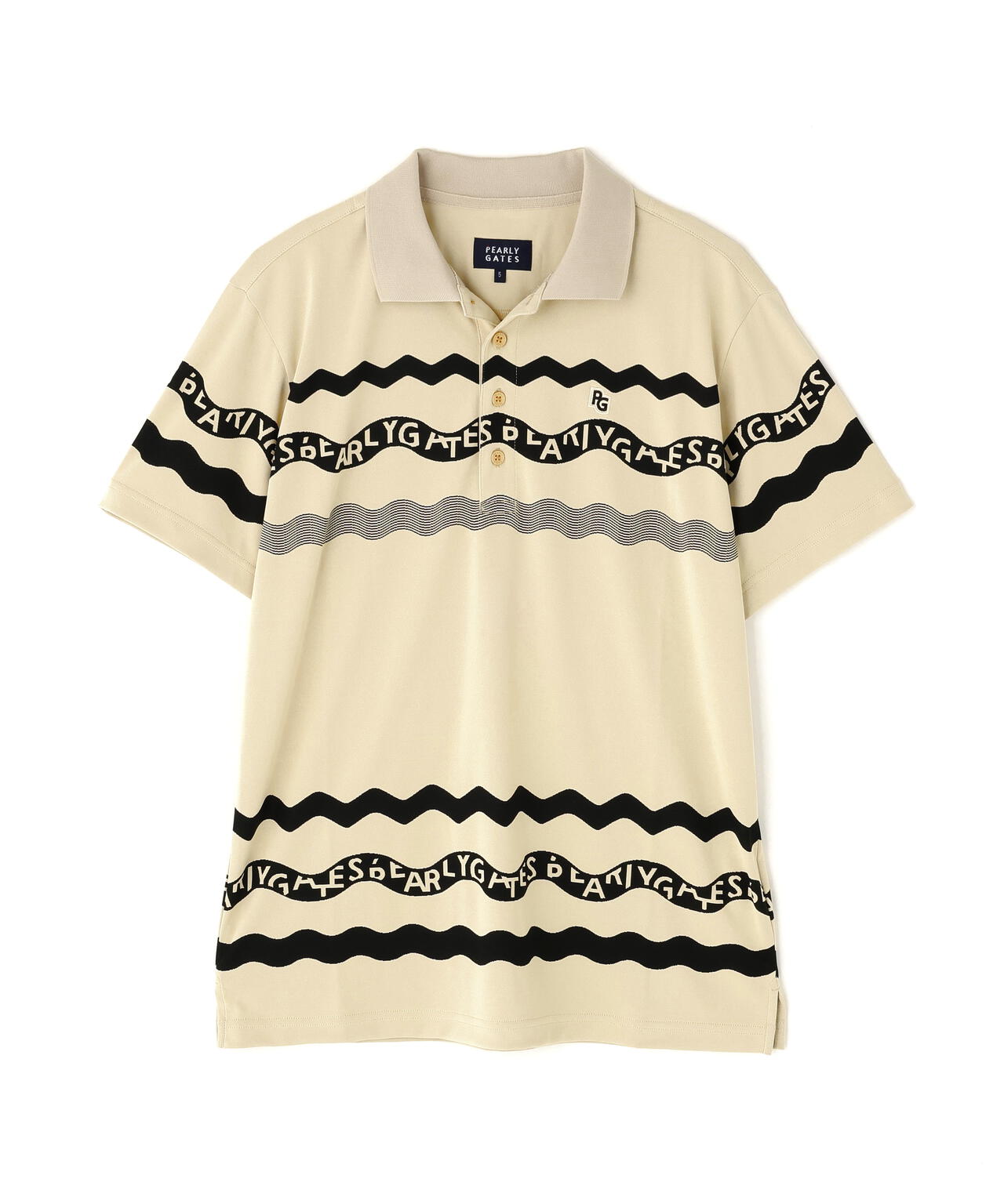 36Gパネルジャガード半袖ポロシャツ ＜ウェーブロゴボーダー柄