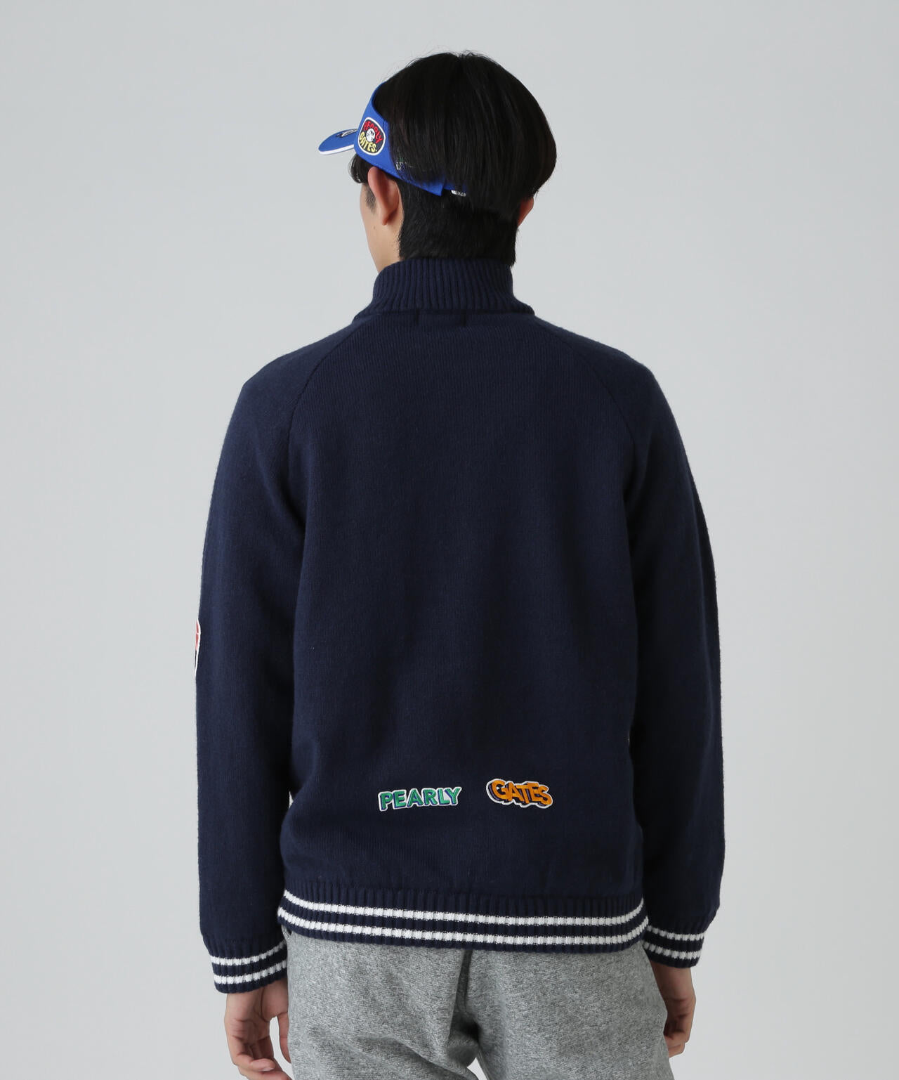 7G部分ジャガード×ストレッチ裏地フルジップニットブルゾン | PEARLY