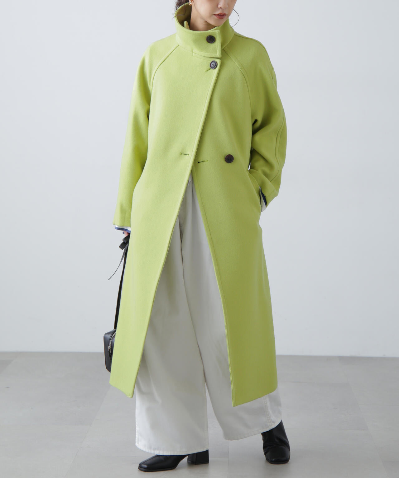 3サイズ展開XS-M】スタンドカラーロングコート【低身長サイズ有