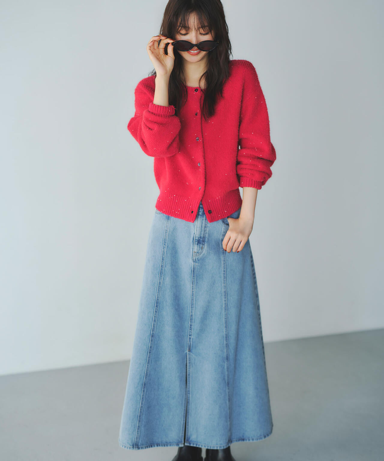 小室安未さん着用】パネル切替デニムフレアスカート | N. Natural