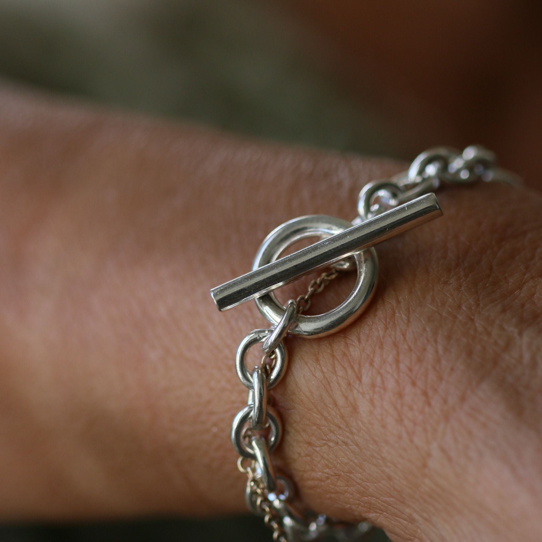 Heavyweight Silver T-Bar Bracelet