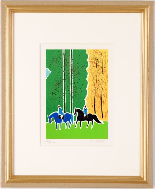 馬の絵画をリトグラフの版画で制作したセルジュ・ラシスの馬の絵「乗馬