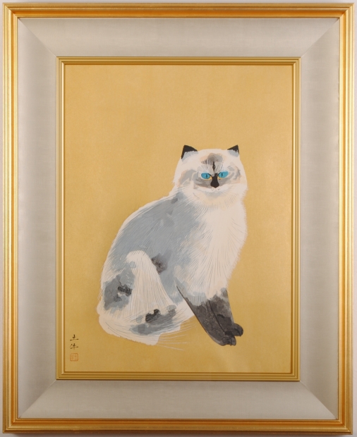 木版画で奥村土牛が制作した和の猫の絵「シルバータビー」