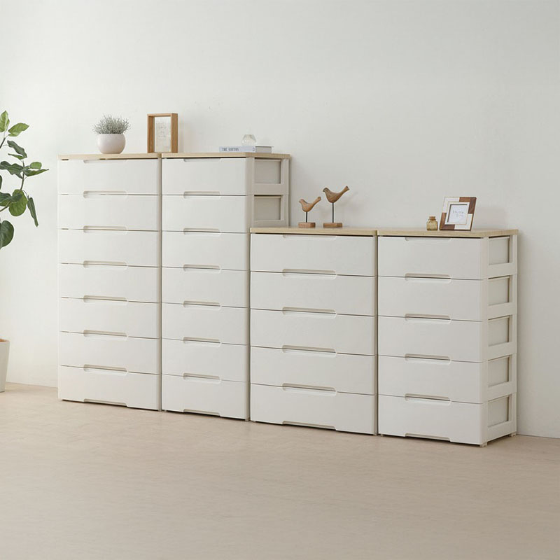 棚 ウッドトップチェスト W560 × D415 × H1000mm ホワイト/ペアー