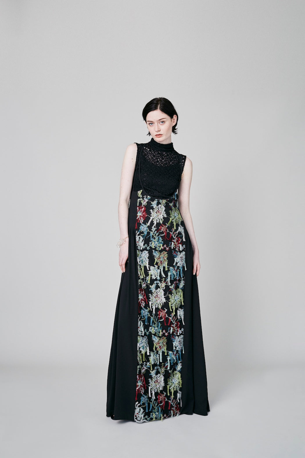 Floating flower lace skirt (Black)