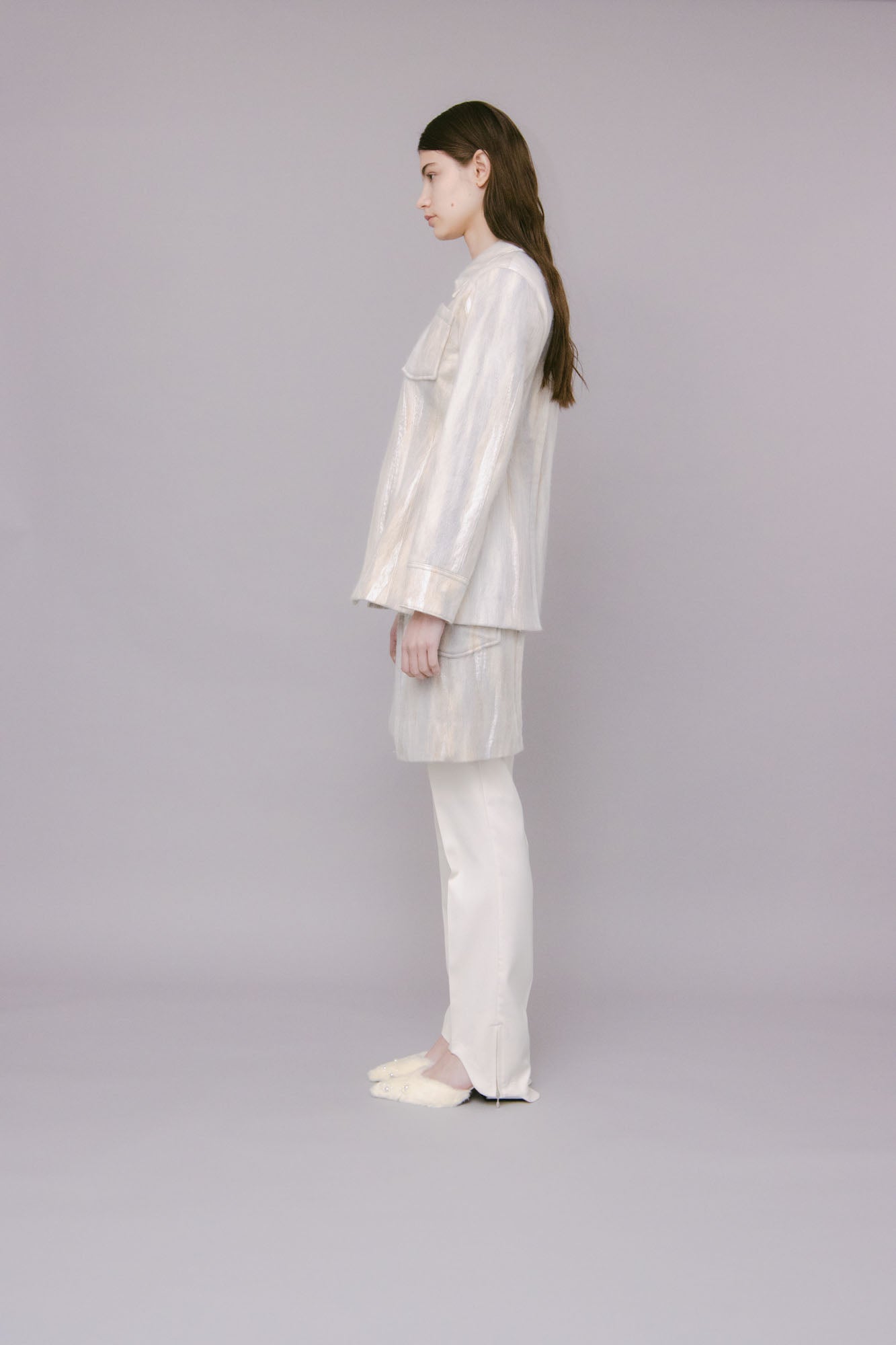 Snow cover needle punch jacket (White)