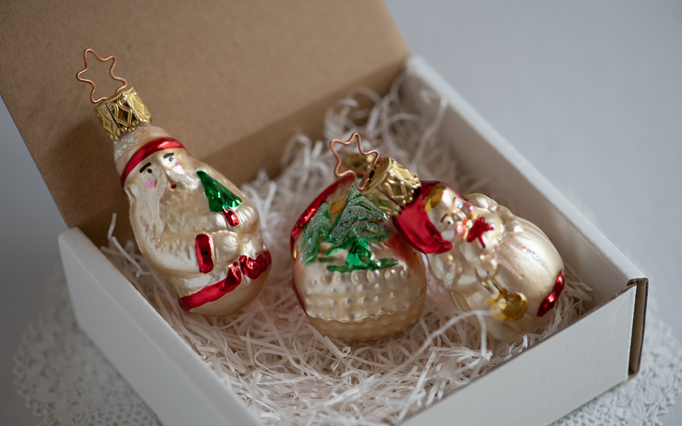 インゲグラス ヴィンテージのクリスマスオーナメント3個セット(Inge