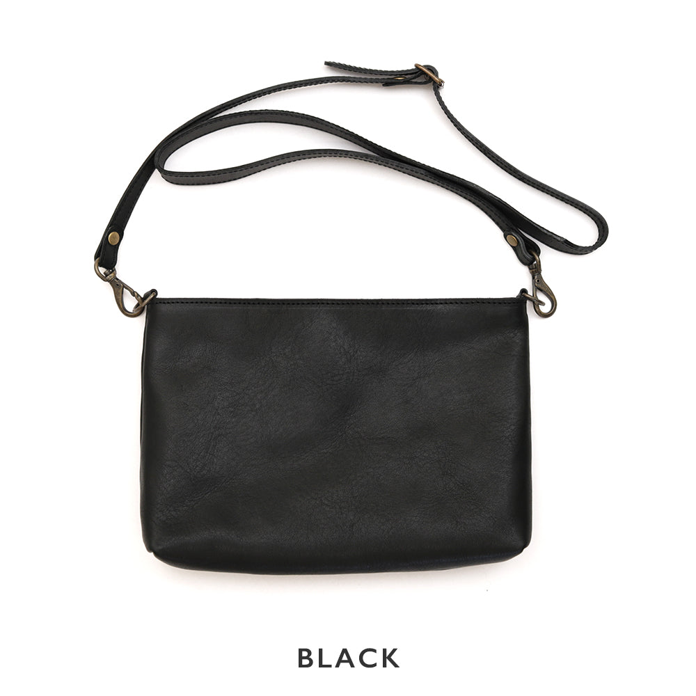 浅型/小サイズ【シンプルを極めたレザーサコッシュ】栃木レザー