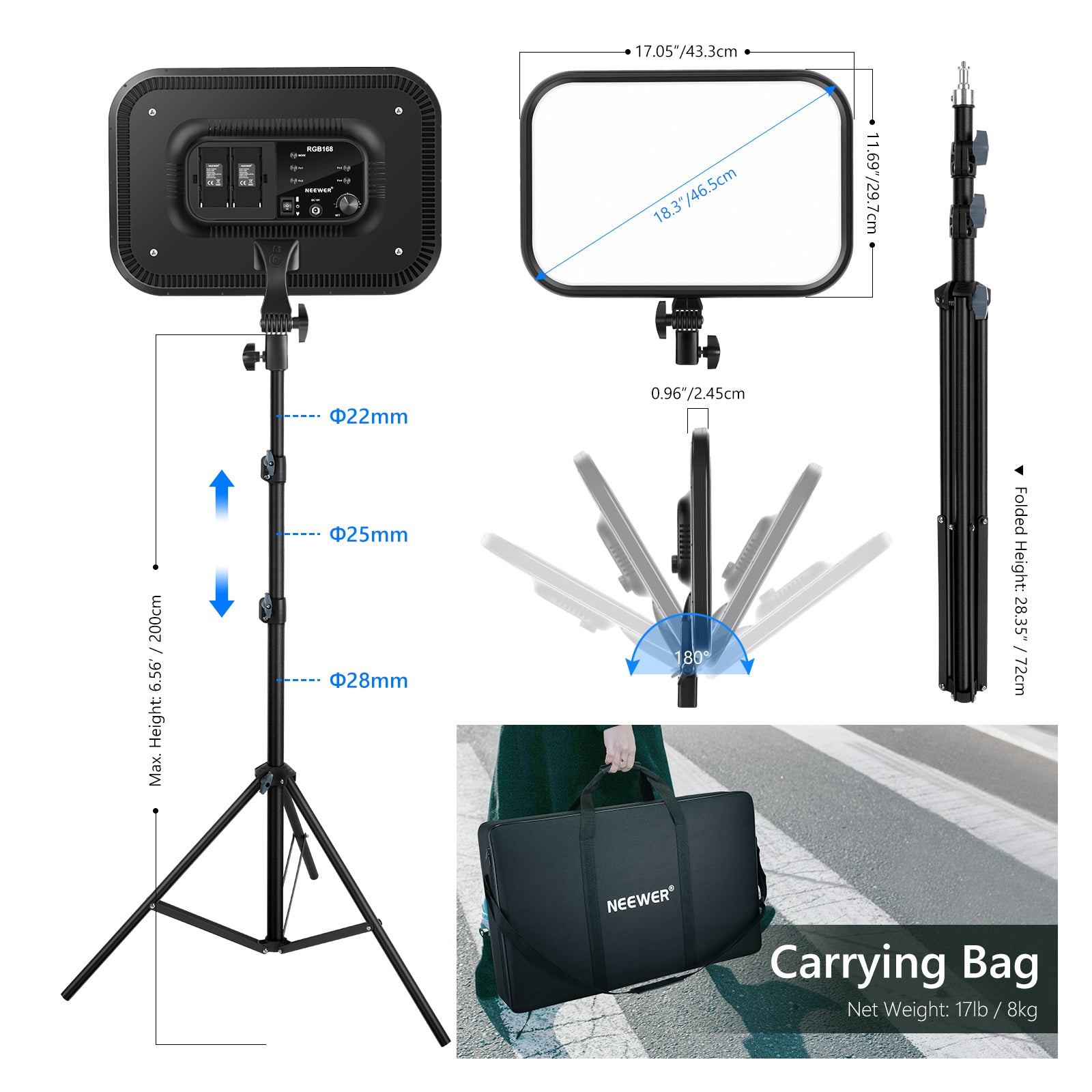 2 Pack NEEWER RGB168 LED Panel Light | RGB Video Light