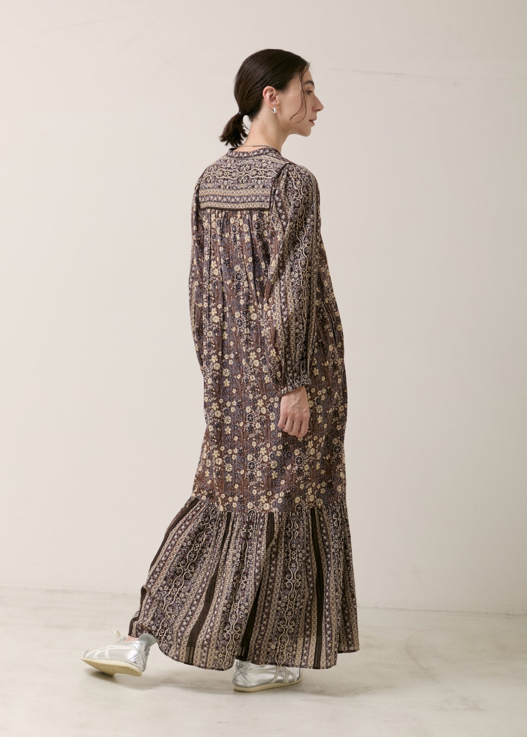 Cotton Jacquard Flower Print Yoke Dress | Pasand by ne Quittez pas