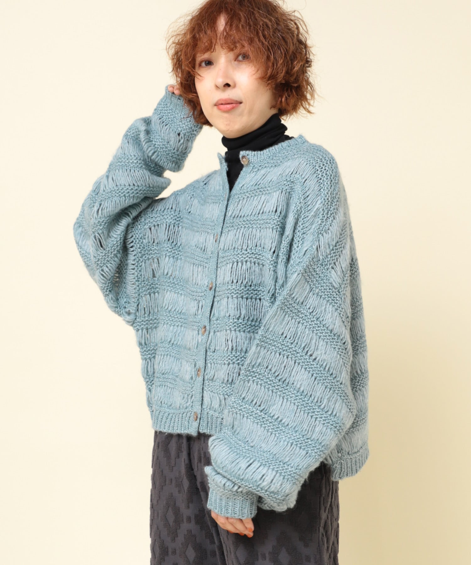 K2696 ウール混ざっくりカーディガン(M グレー): トップス - RNA