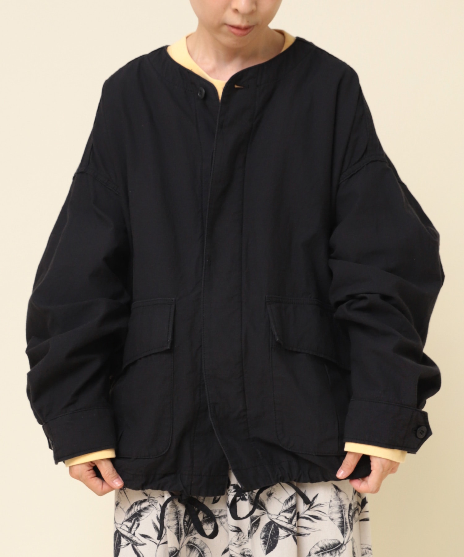 J2138 ノーカラーミリタリージャケット(F ブラック): アウター - RNA