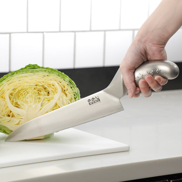 大量調理のタテ切り作業が楽になるプロ仕様包丁『プロ・ザク切り包丁21