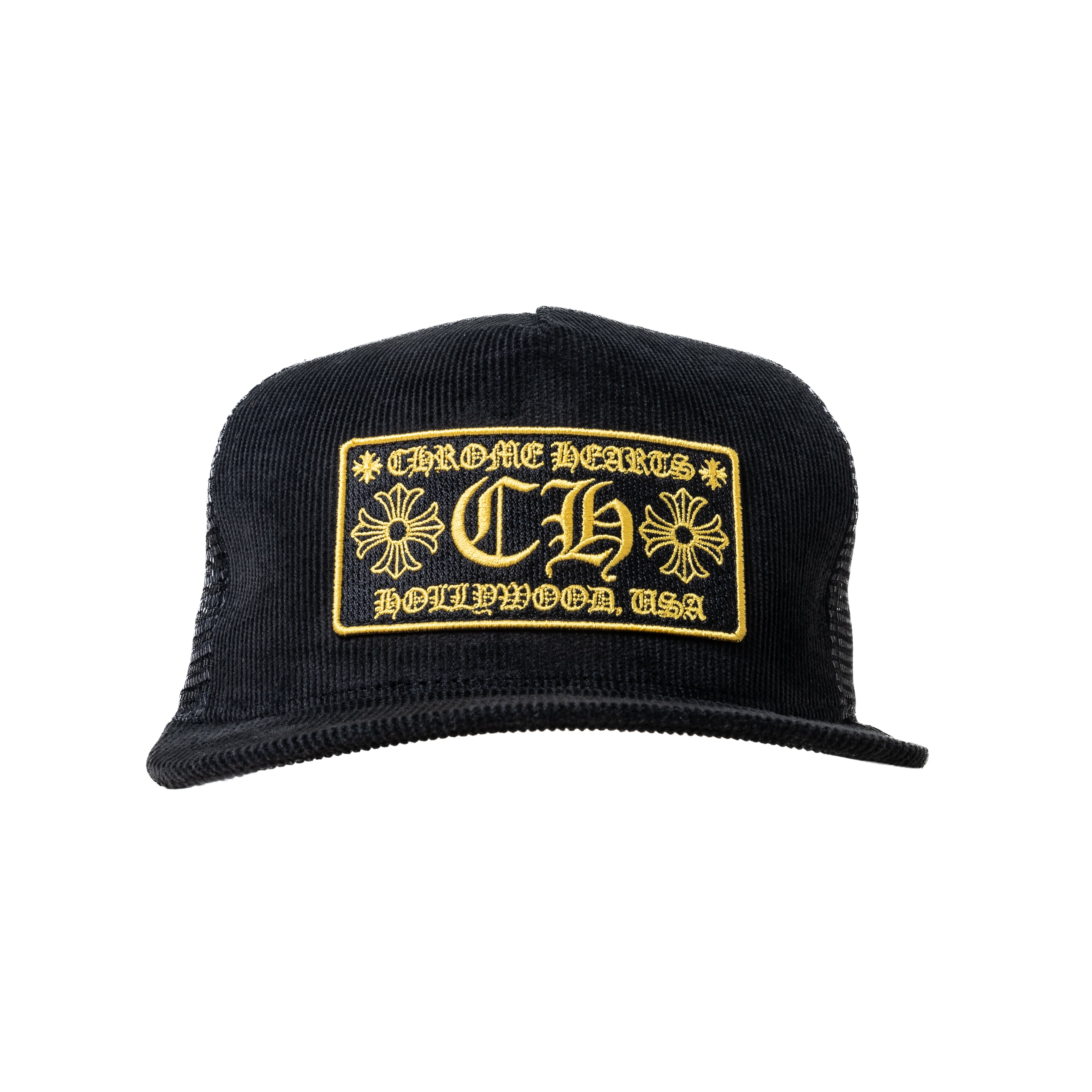 Chrome Hearts Hollywood Corduroy Trucker Cap Black Gold – NOBLEMARS
