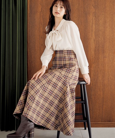 フレアヘムハイウエストチェックスカート | フレアスカート | NOELA
