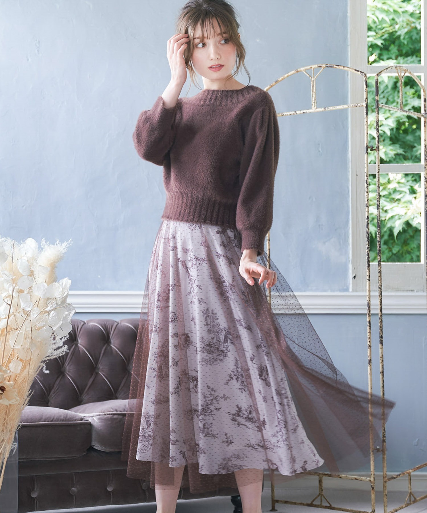 ドットレイヤードプリントスカート | フレアスカート | NOELA OFFICIAL