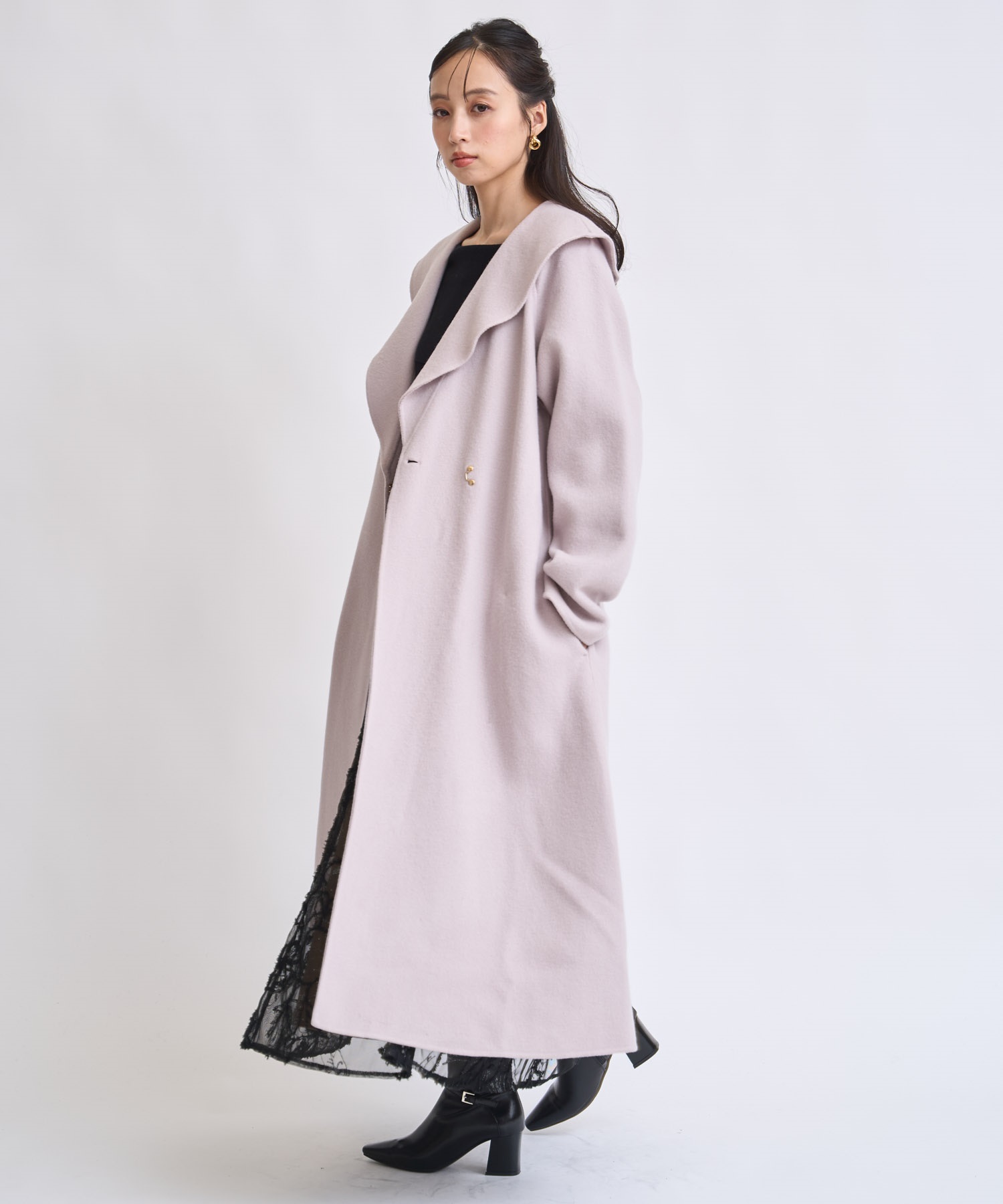 ベルト付きショールカラーウールリバーコート | コート | NOELA