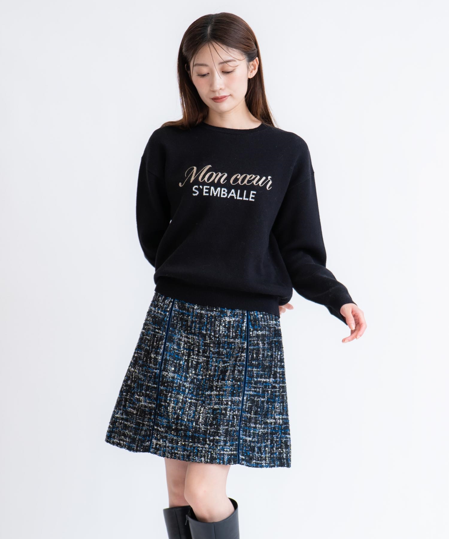 ベロアラインツイードミニスカート | タイトスカート | NOELA OFFICIAL