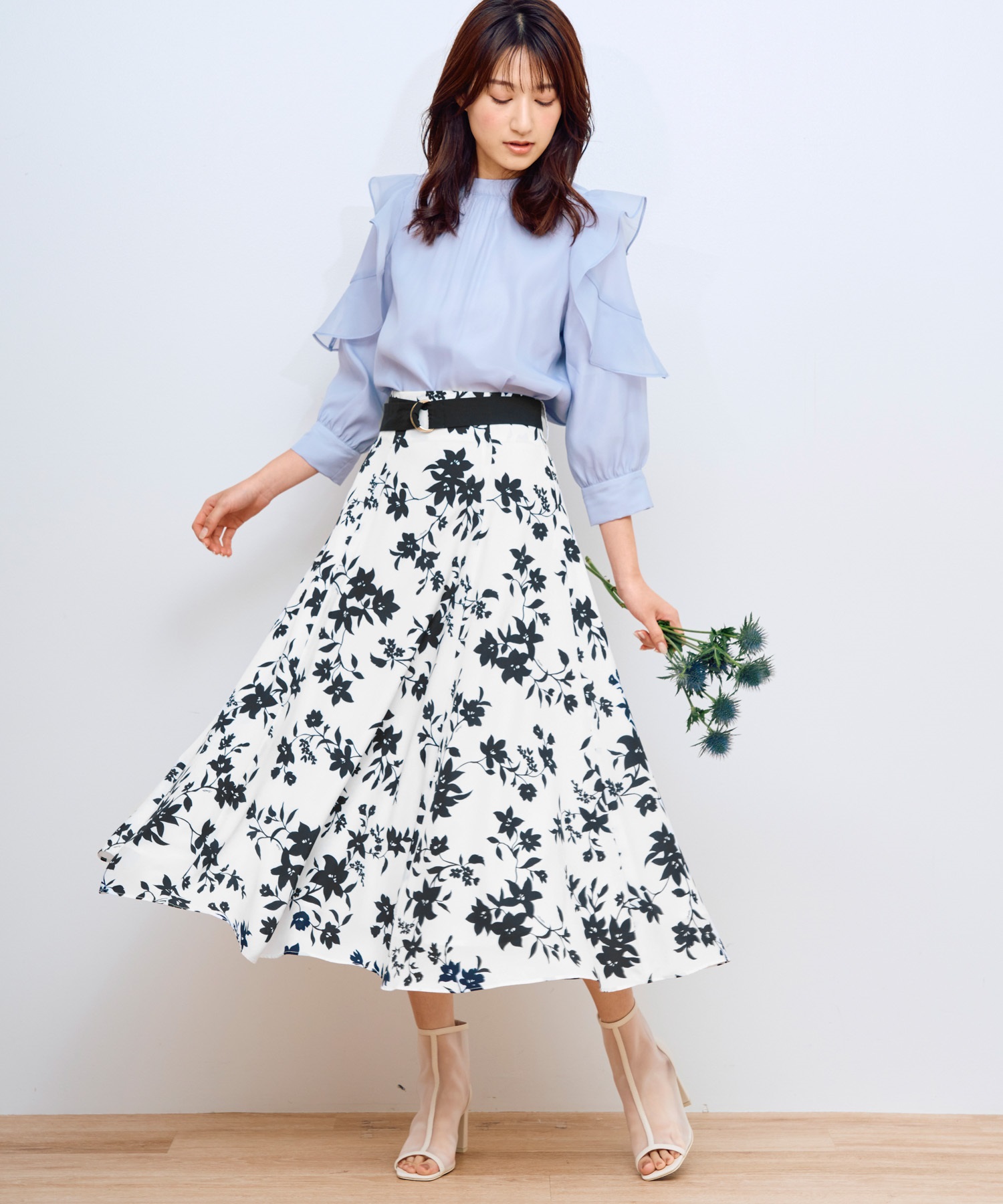 単色花柄フレアスカート | フレアスカート | NOELA OFFICIAL WEB STORE