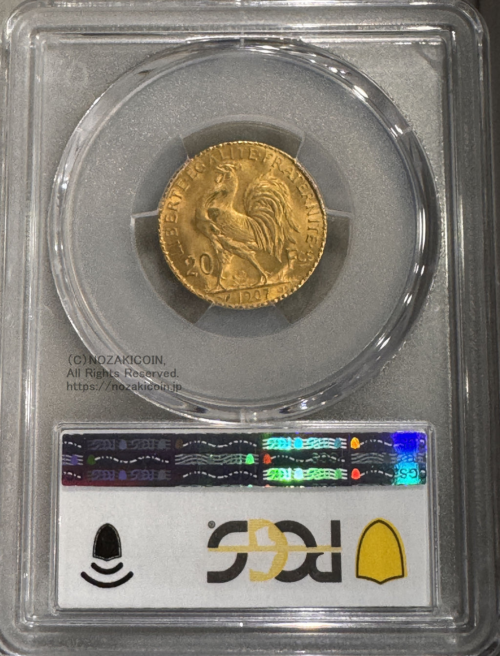 フランス 20フラン金貨 マリアンヌ ルースター 1907年 PCGS MS64