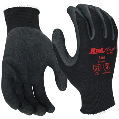 NSI Ruf-flex® Lite Black Rubber Palm Coated Nylon String Knit